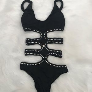 Roma Costume Lingerie Black Studded Suit sz. S/M